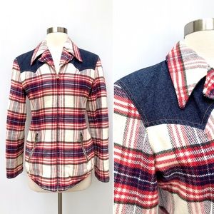 Vintage Christian Lacroix plaid denim western jacket coat cowboy blazer